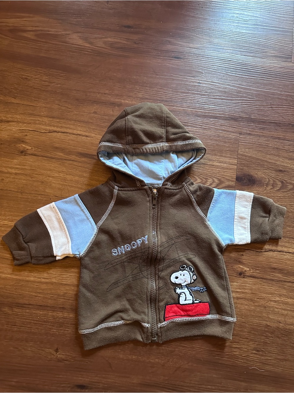 Y2K Snoopy Brown Hooded Zip-Up Sweatshirt